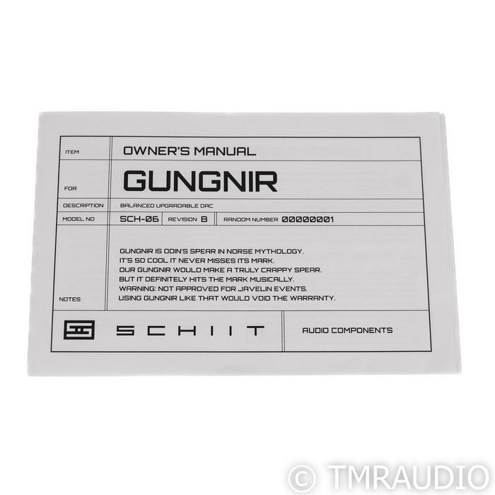 Schiit Audio Gungnir Multibit DAC; Gen 5 USB; D / A Converter; Silver