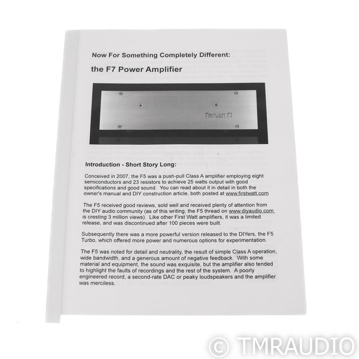 First Watt F7 Stereo Power Amplifier; Silver