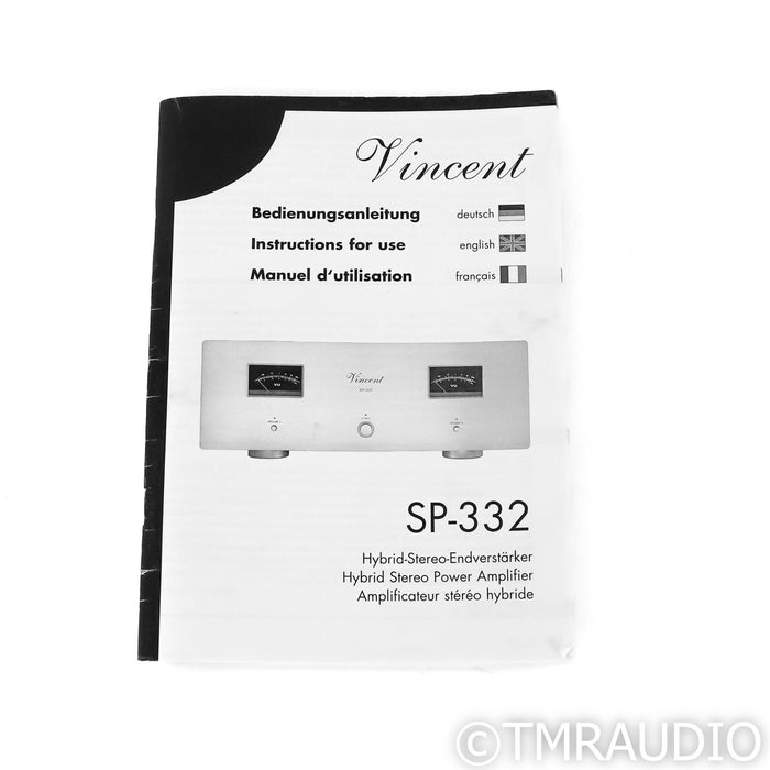 Vincent SP-332 Stereo Tube Hybrid Power Amplifier; SP332; Black