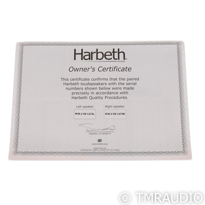 Harbeth Monitor 30.2 XD Bookshelf Speakers; Tamo Ash Pair