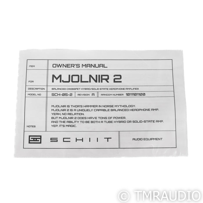 Schiit Mjolnir 2 Tube Headphone Amplifier; Silver