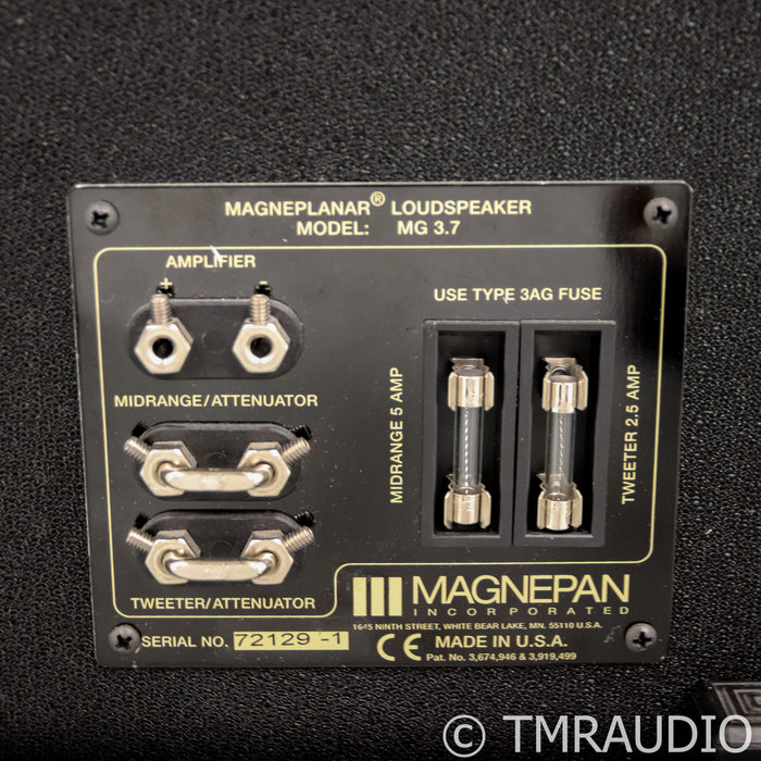 Magnepan MG-3.7 Planar Magnetic Floorstanding Speakers; Silver Pair w/ Black Fabric