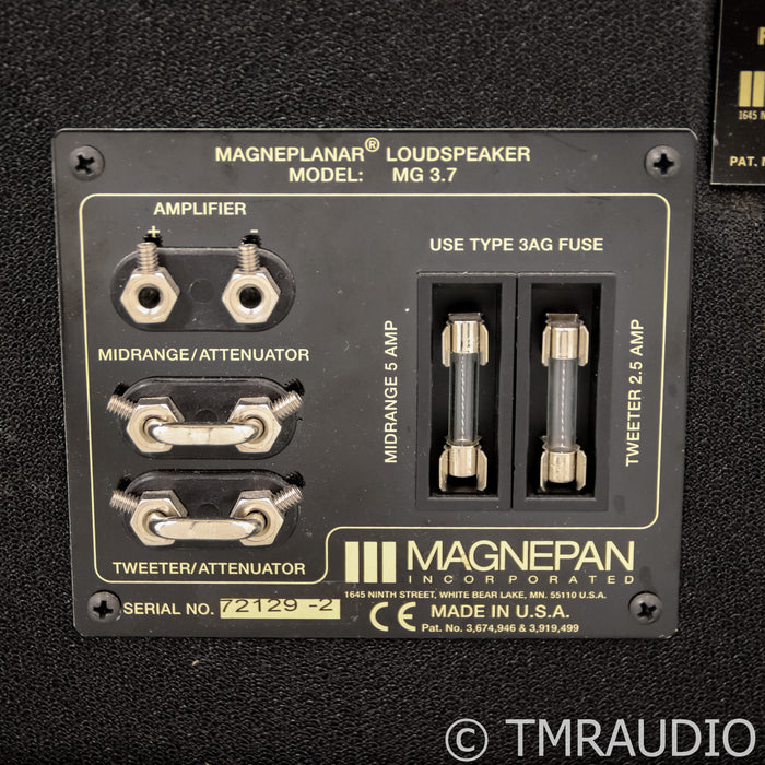 Magnepan MG-3.7 Planar Magnetic Floorstanding Speakers; Silver Pair w/ Black Fabric