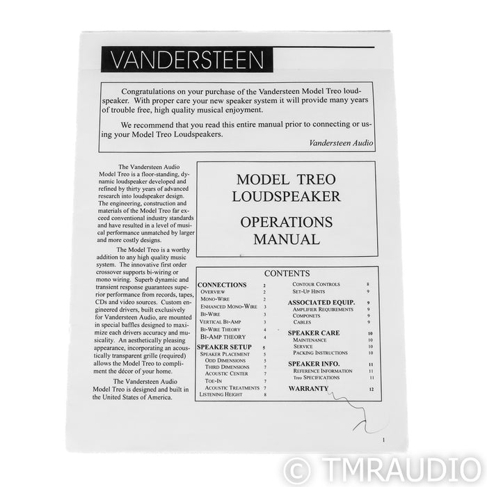 Vandersteen Treo CT Floorstanding Speakers; Pair Maple