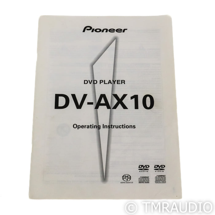 Pioneer DV-AX10 SACD / CD / DVD Player; DVAX10 (No Remote)