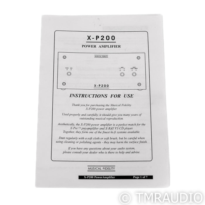 Musical Fidelity X-P200 Stereo Power Amplifier