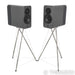 Q Acoustic Concept 300 Bookshelf Speakers; Silver and Ebony Pair w/ Stands