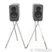 Q Acoustic Concept 300 Bookshelf Speakers; Silver and Ebony Pair w/ Stands