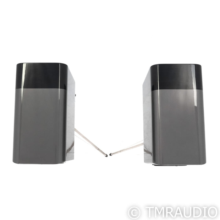 Q Acoustic Concept 300 Bookshelf Speakers; Silver and Ebony Pair w/ Stands