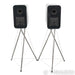 Q Acoustic Concept 300 Bookshelf Speakers; Silver and Ebony Pair w/ Stands