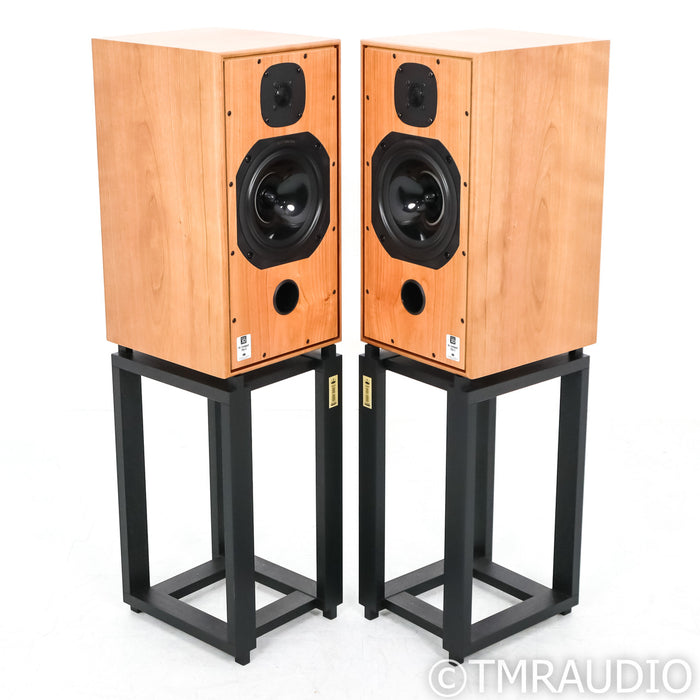 Harbeth HL Compact 7ES-3 XD Bookshelf Speakers; Ton Traeger Stands; Cherry Pair
