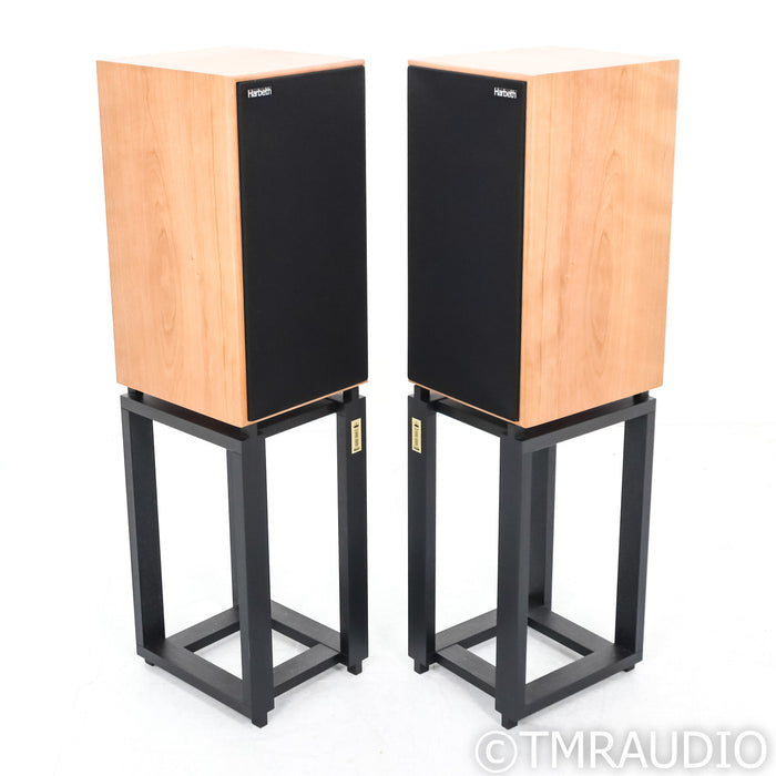 Harbeth HL Compact 7ES-3 XD Bookshelf Speakers; Ton Traeger Stands; Cherry Pair