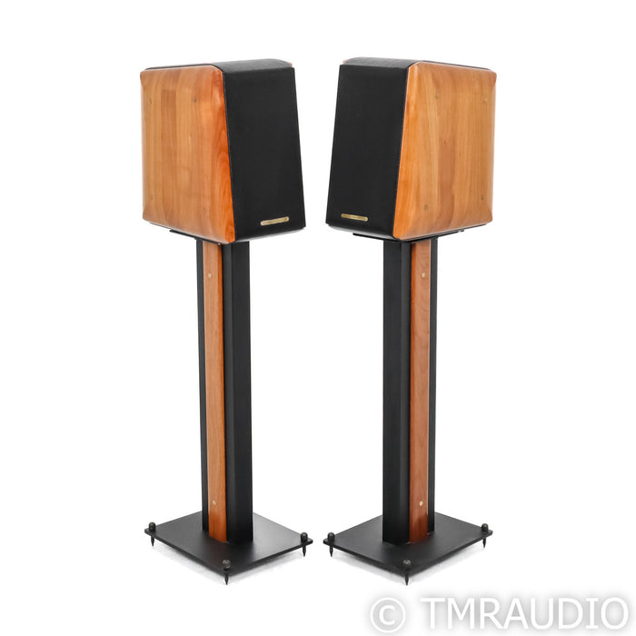 Sonus Faber Concerto Bookshelf Speakers; Black Leather w/ Walnut Pair; W/ Stands
