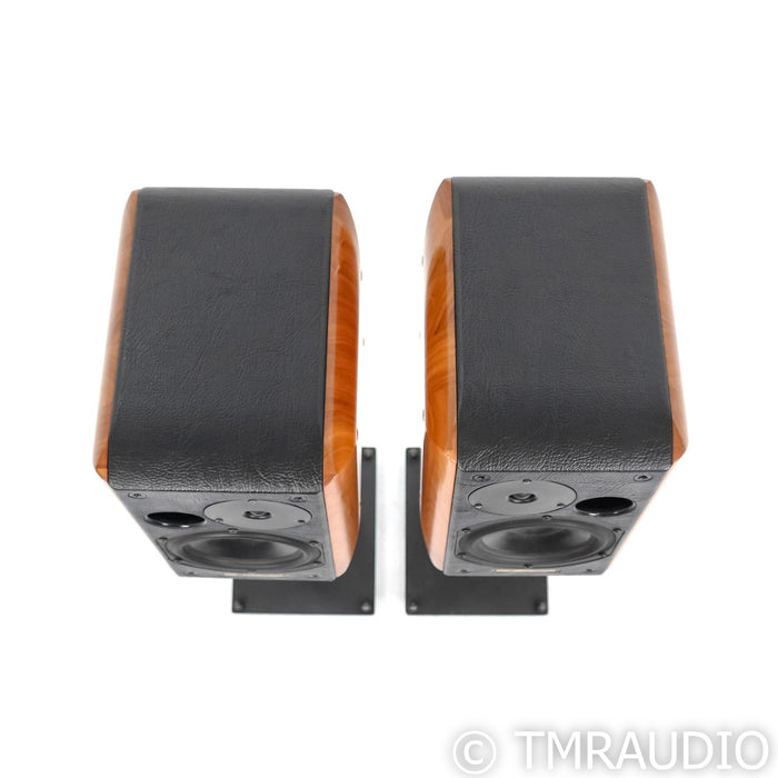 Sonus Faber Concerto Bookshelf Speakers; Black Leather w/ Walnut Pair; W/ Stands