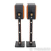 Sonus Faber Concerto Bookshelf Speakers; Black Leather w/ Walnut Pair; W/ Stands