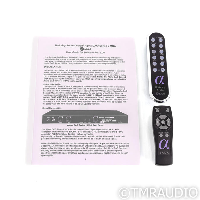Berkeley Audio Design Alpha DAC Series 2; Rev. 3.00; Upgraded Remote