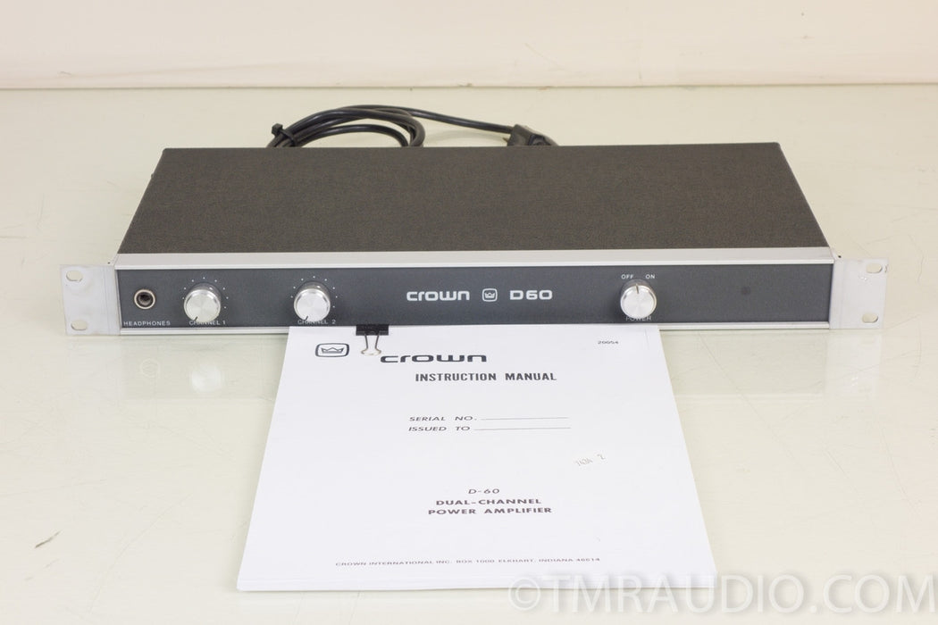 Crown D60 Vintage Stereo Power Amplifier