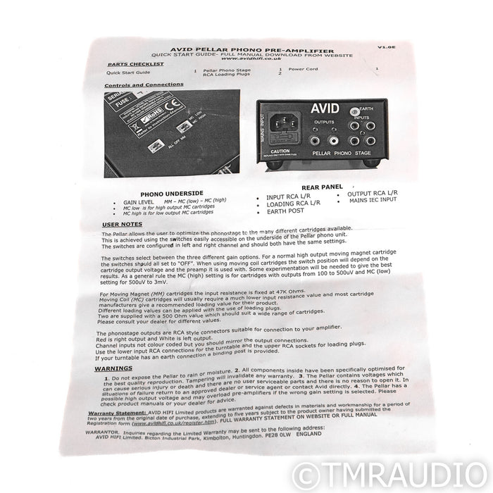 Avid Pellar MM / MC Phono Preamplifier