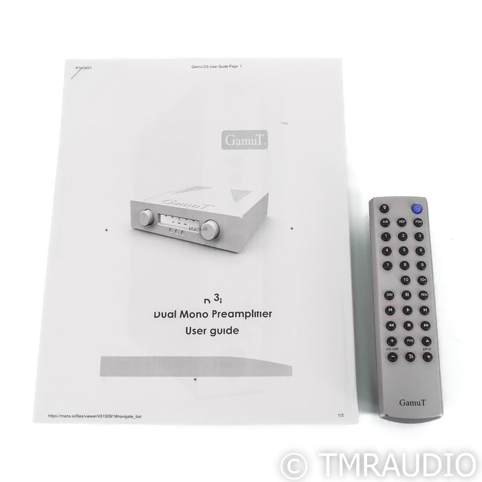 GamuT D3i Dual Mono Preamplifier; No Phono