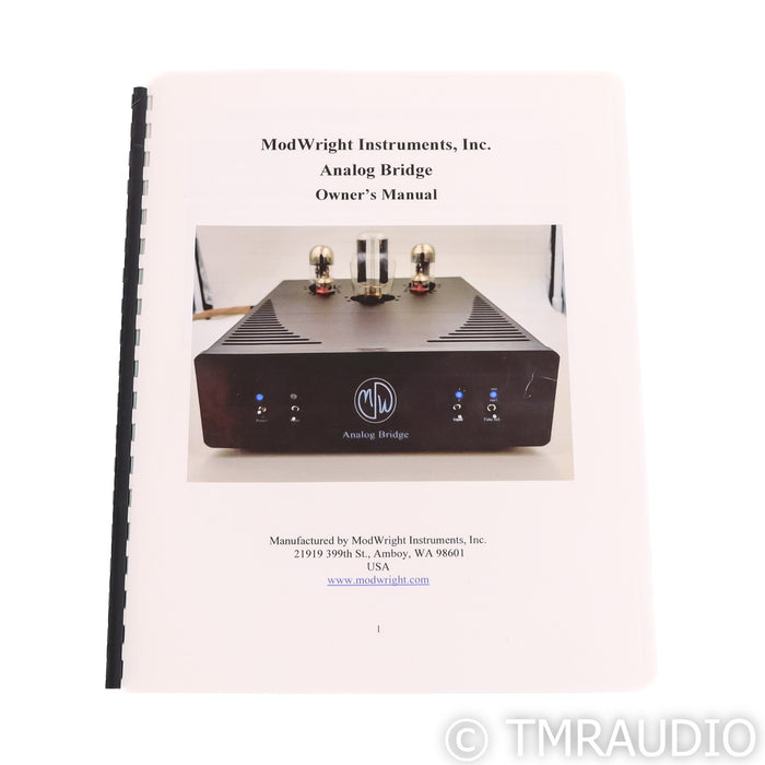 ModWright Analog Bridge Stereo Tube Preamplifier; RCA Only