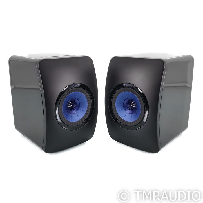 KEF LS50W Wireless Powered Bookshelf Speakers; Piano Black Pair