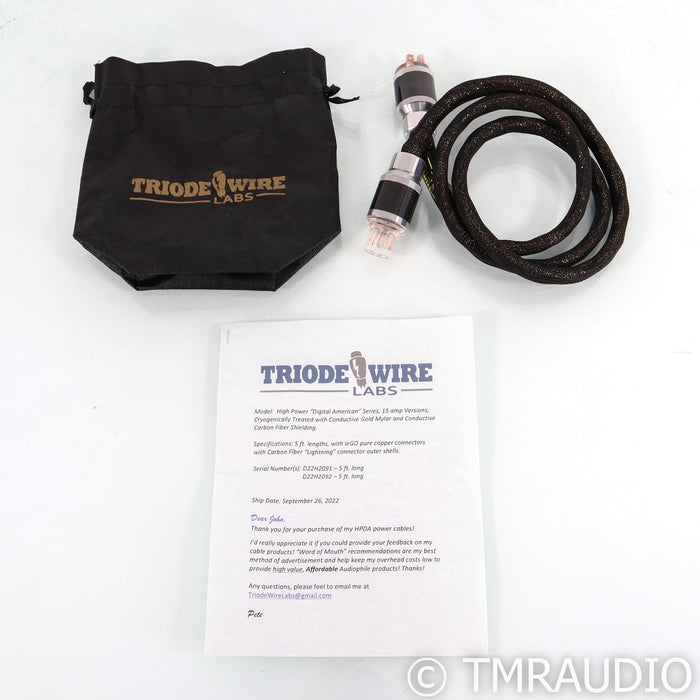 Triode Wire Labs Digital American Power Cable; 5ft AC Cord