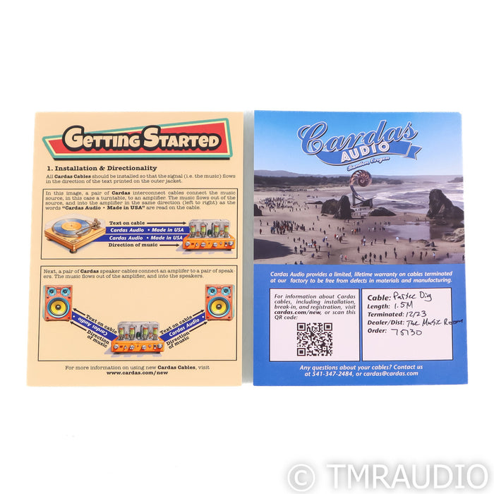 Cardas Parsec BNC Digital Coaxial Cable; Single 1.5m Interconnect (Open Box)