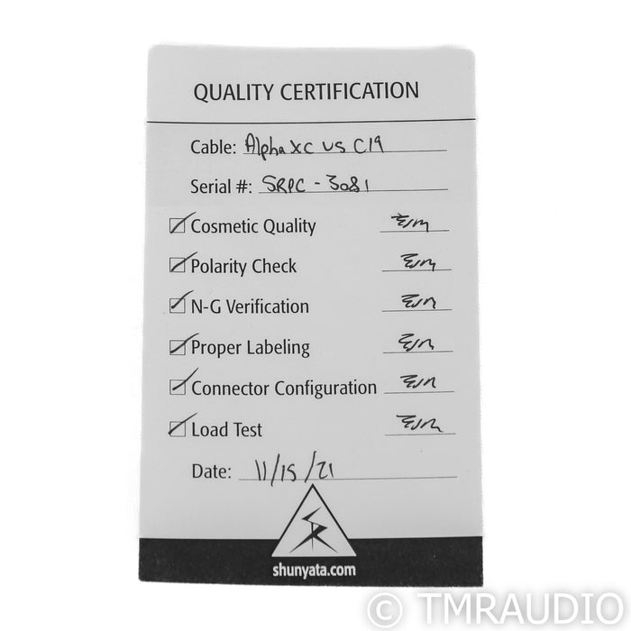 Shunyata Research Alpha V2 XC Power Cable; 1.75m AC Cord (20 Amp)