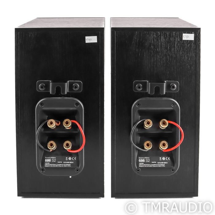 B&W 686 S2 Bookshelf Speakers; Black Pair