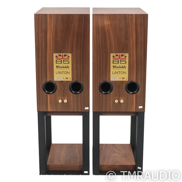 Wharfedale Linton 85th Anniversary Bookshelf Speakers; Walnut Pair w/ Stands