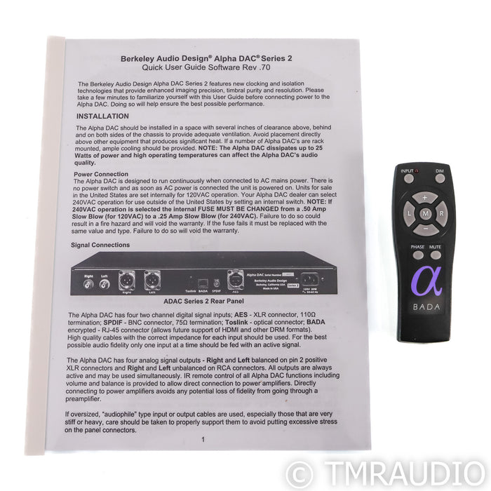 Berkeley Audio Design Alpha DAC Series 2 DAC; D/A Converter