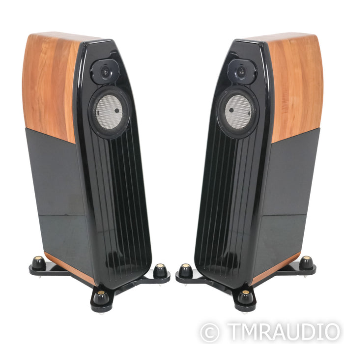 Kharma Mini Exquisite Floorstanding Speakers; Piano Black / American Walnut Pair