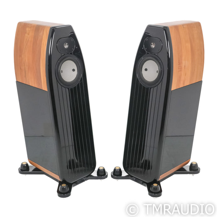 Kharma Mini Exquisite Floorstanding Speakers; Piano Black / American Walnut Pair