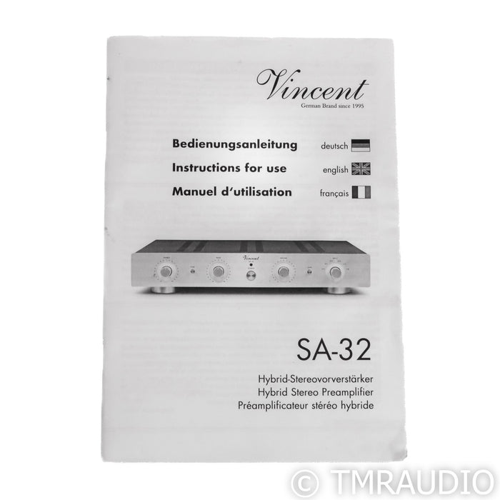 Vincent Audio SA-32 Stereo Tube Hybrid Preamplifier (No Remote)