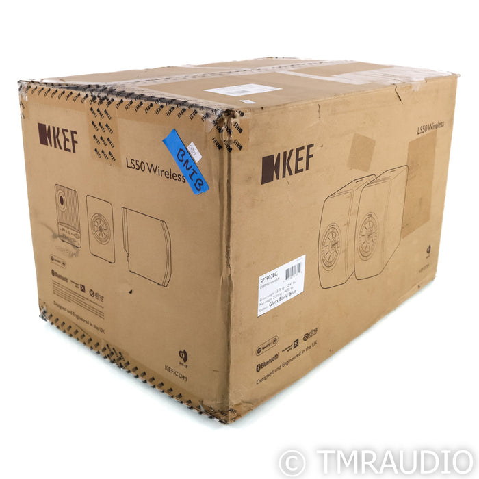 KEF LS50 Wireless Powered Bookshelf Speakers; Gloss Black & Blue Pair (Sealed)