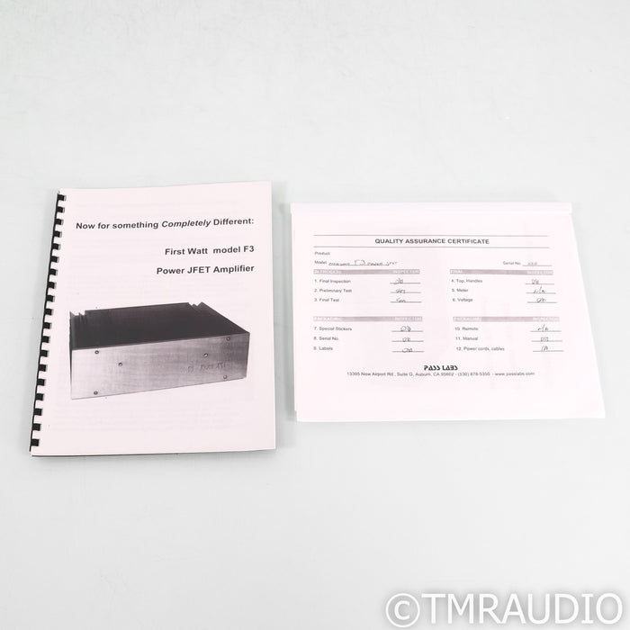 First Watt F3 JFET Stereo Power Amplifier
