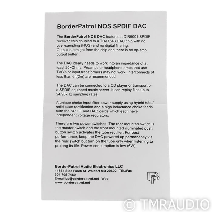 BorderPatrol SE-i SPDIF Tube Hybrid DAC; D/A Converter