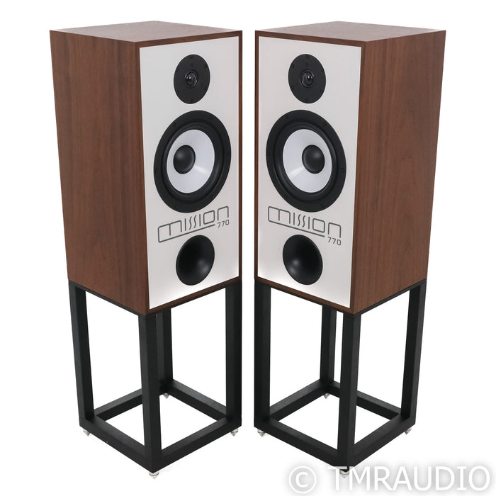 Mission 770 Bookshelf Speakers / Monitors; Walnut Pair with Stands (Open Box)