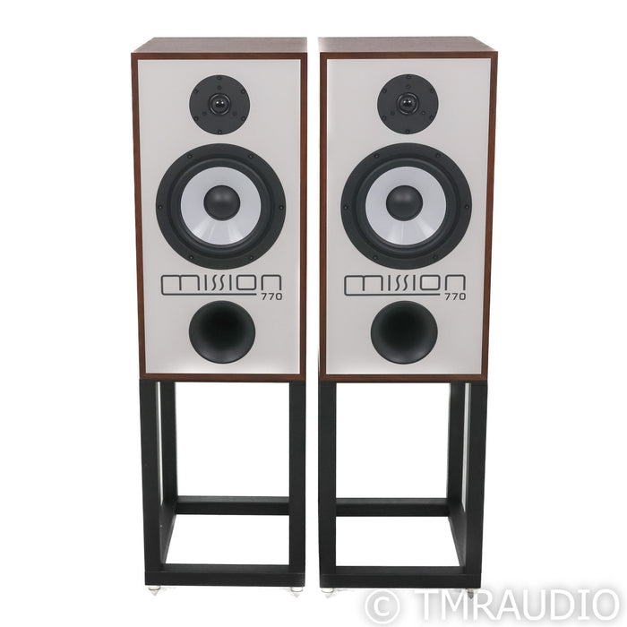 Mission 770 Bookshelf Speakers / Monitors; Walnut Pair with Stands (Open Box)