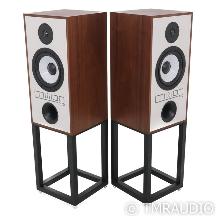 Mission 770 Bookshelf Speakers / Monitors; Walnut Pair with Stands (Open Box)