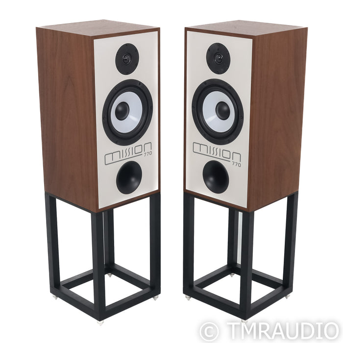 Mission 770 Bookshelf Speakers with Stands; Walnut Pair (Open Box)