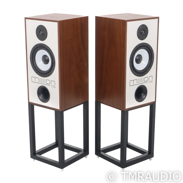 Mission 770 Bookshelf Speakers with Stands; Walnut Pair (Open Box)