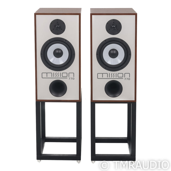 Mission 770 Bookshelf Speakers with Stands; Walnut Pair (Open Box)