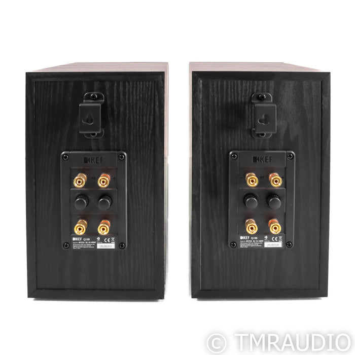 KEF Q100 Bookshelf Speakers; Black Oak Pair
