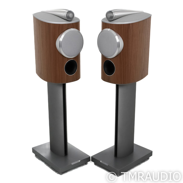 B&W 805 D4 Bookshelf Speakers; Satin Walnut Pair with Stands
