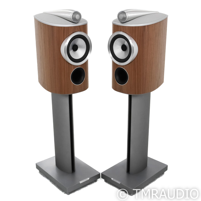 B&W 805 D4 Bookshelf Speakers; Satin Walnut Pair with Stands