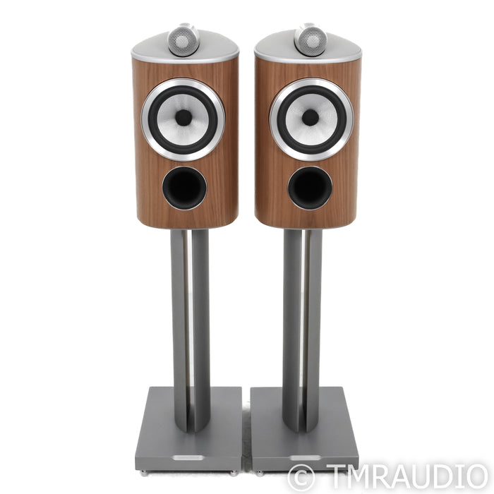B&W 805 D4 Bookshelf Speakers; Satin Walnut Pair with Stands