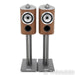 B&W 805 D4 Bookshelf Speakers; Satin Walnut Pair with Stands