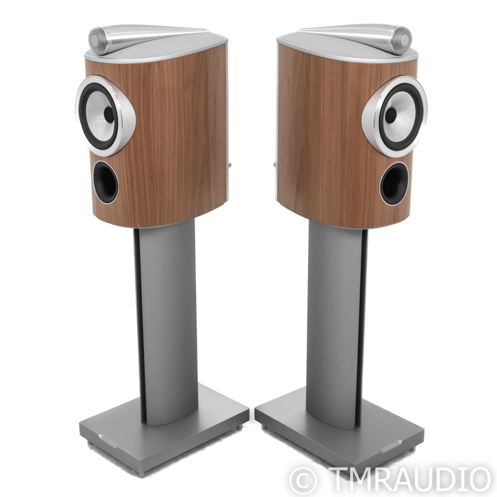 B&W 805 D4 Bookshelf Speakers; Satin Walnut Pair with Stands