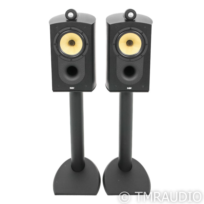 B&W Nautilus 805 Bookshelf Speakers; Black Ash Pair with Stands